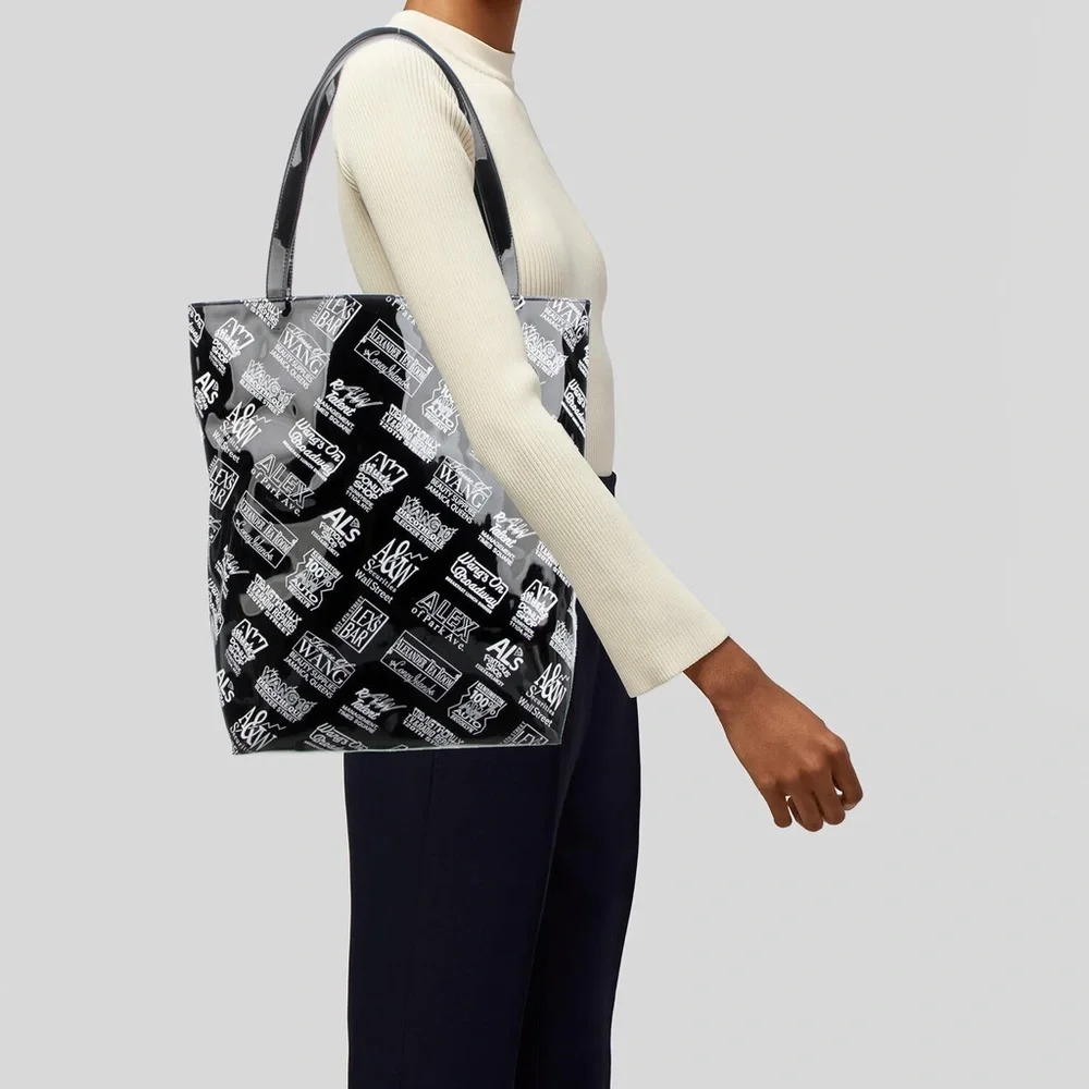 ALEXANDER WANG Printed Patent Leather Tote Black All Over Print Luxury Chic